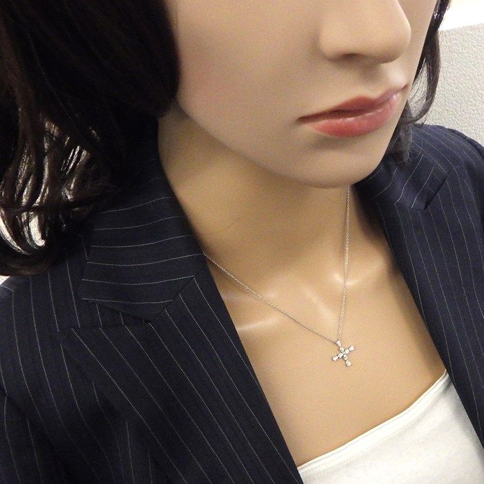 HARRY WINSTON Symbols Mini Cross Necklace with Pear Shape Diamonds