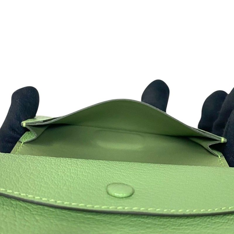 HERMES Mini Bearn Wallet in Cricket Green with Gold Hardware