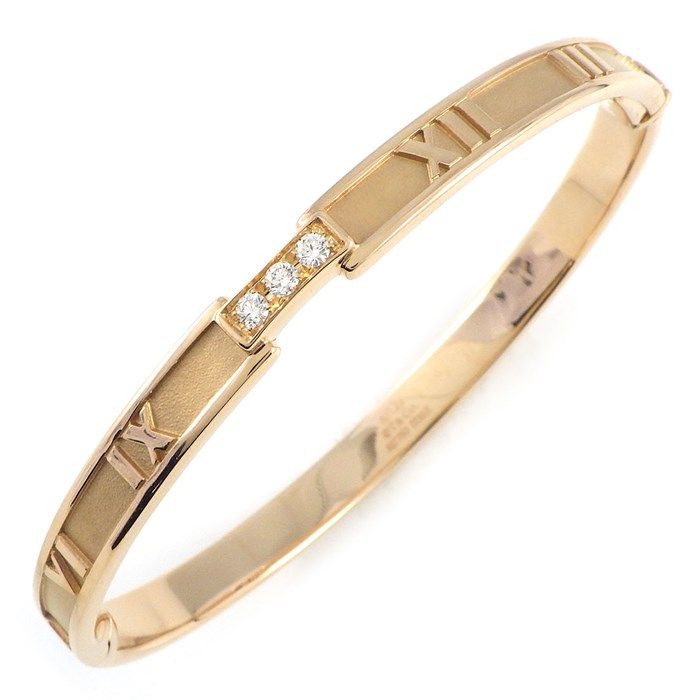 Tiffany & Co. Atlas Bracelet with 3 Diamonds in K18 Pink Gold