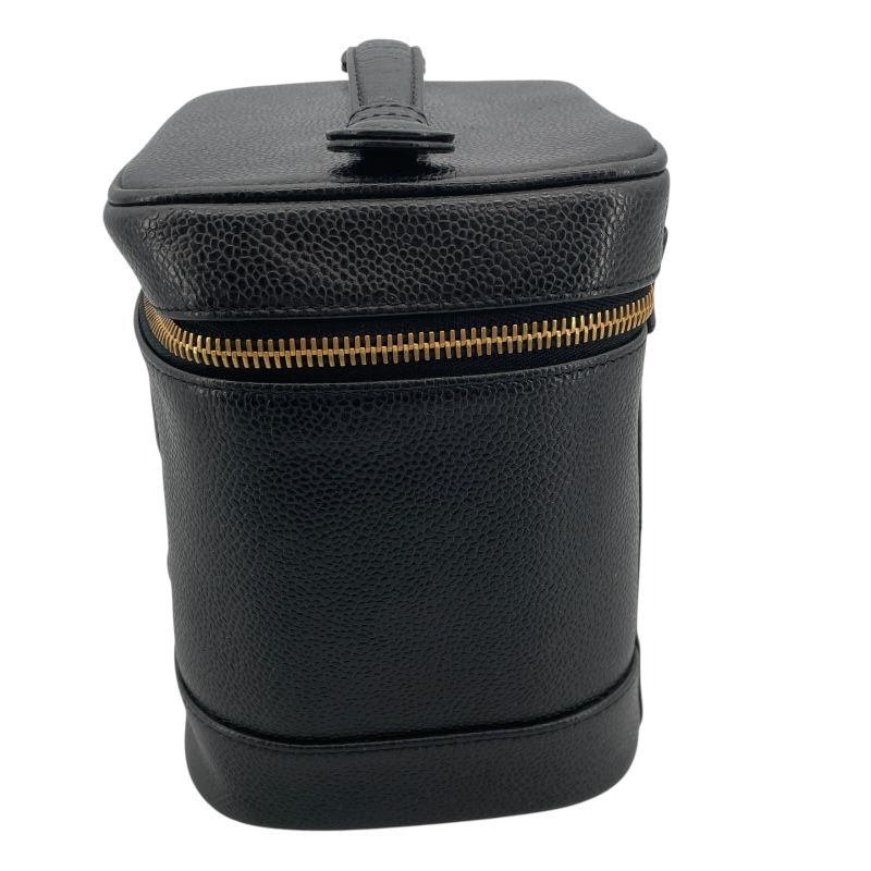 CHANEL Vanity A01998 Black Caviar Skin Handbag with Gold Hardware