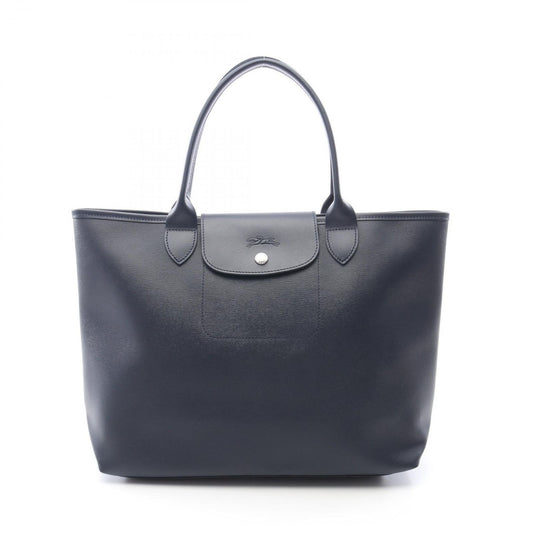 Longchamp Le Pliage City Tote Bag - Navy PVC Canvas & Leather