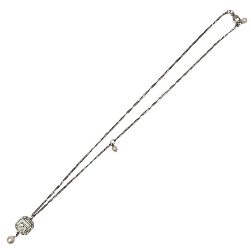 CHANEL Coco Mark Pearl Necklace in Silver - Exquisite Luxury