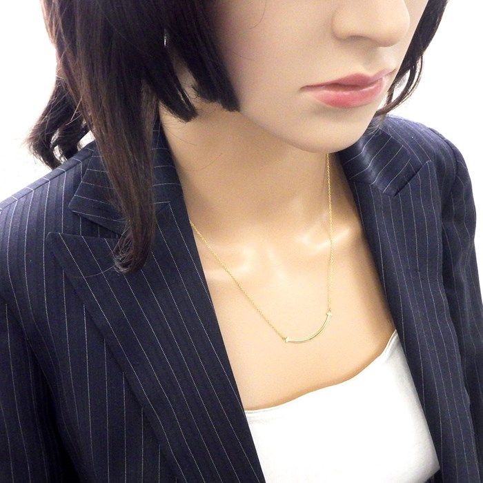 Tiffany & Co. T Smile Small Necklace in K18 Yellow Gold