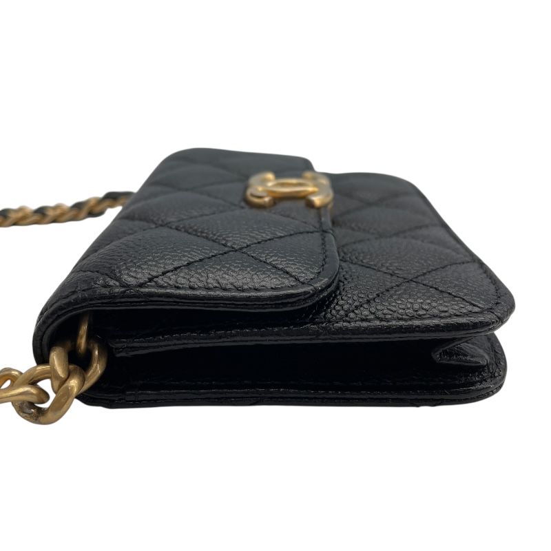 CHANEL Matelassé Mini Chain Bag - Black Caviar with Gold Hardware