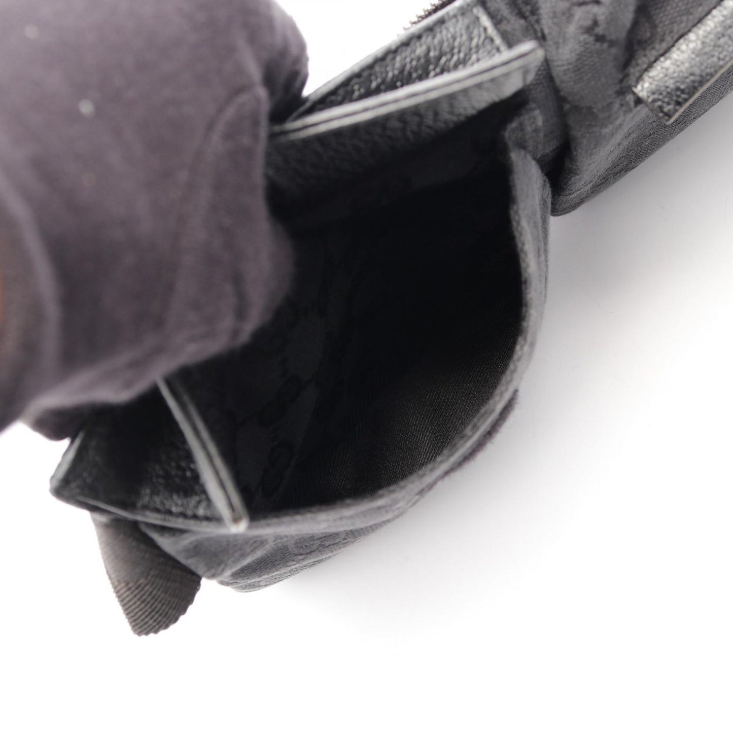 GUCCI Canvas & Leather Waist Bag - Timeless Black Elegance