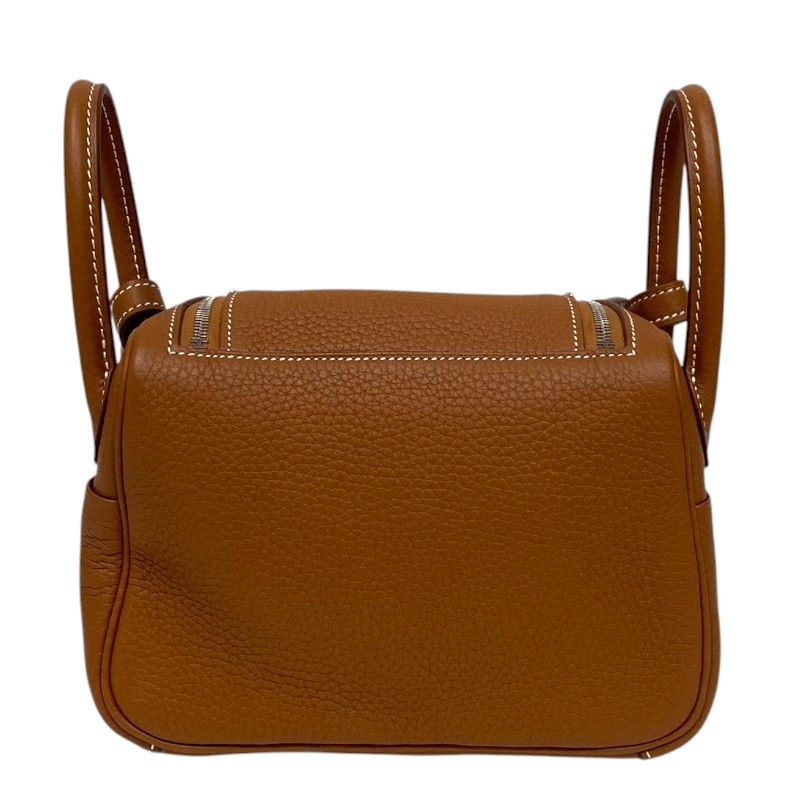 HERMES Lindy Mini Shoulder Bag in Gold with Silver Hardware