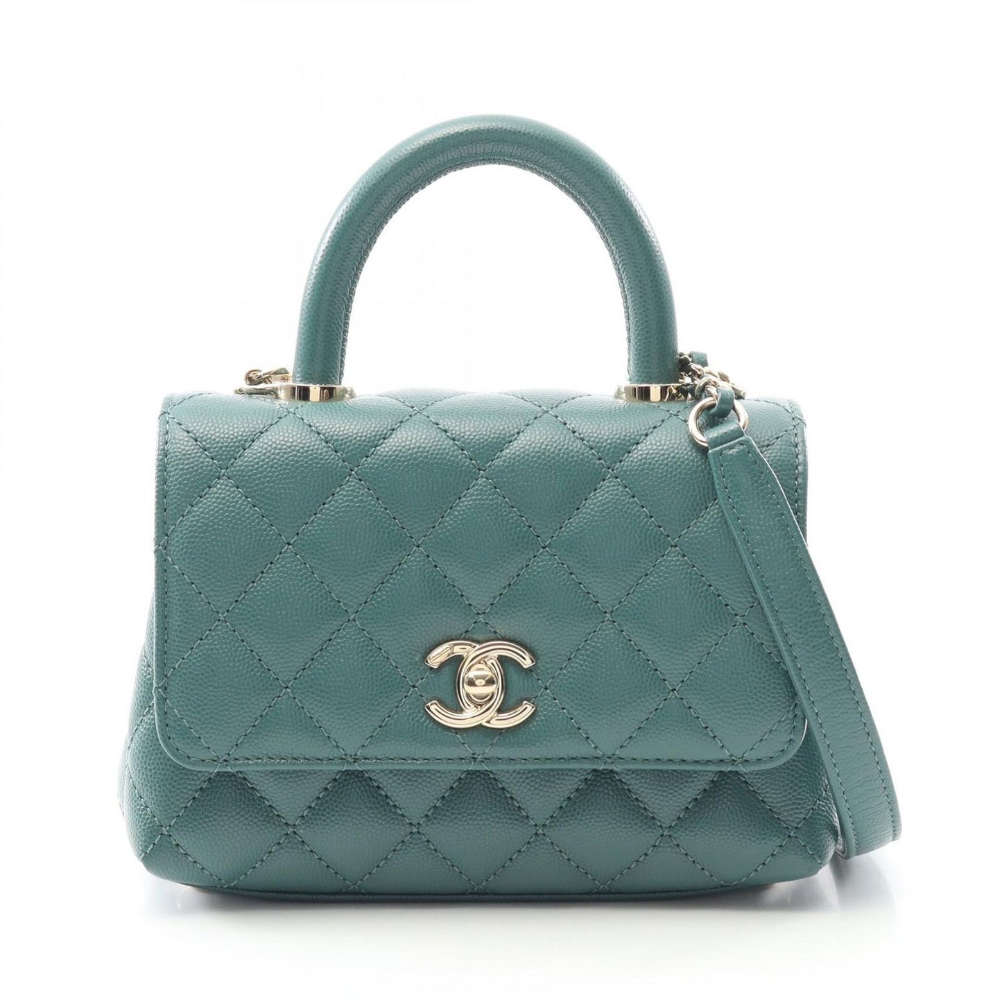 CHANEL Coco Handle XXS Top Handle Handbag in Blue Green
