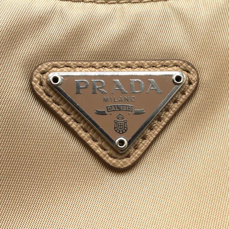 PRADA Re-Edition 2005 Beige Nylon Shoulder Bag with Silver Hardware