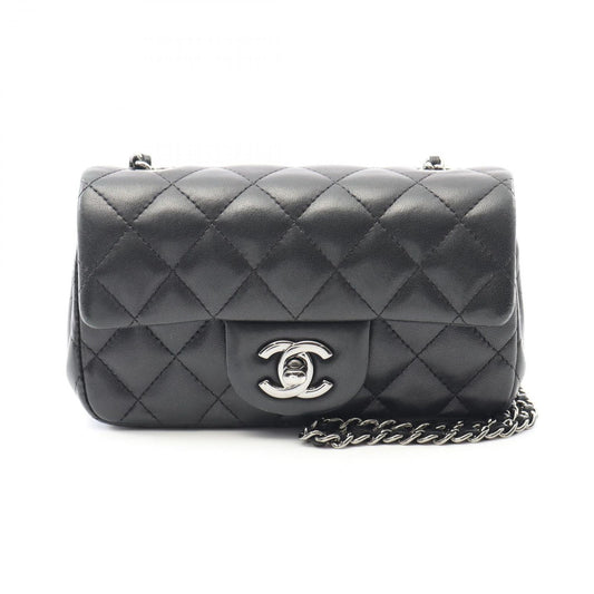 CHANEL Mini Matelassé Shoulder Bag in Black Lambskin