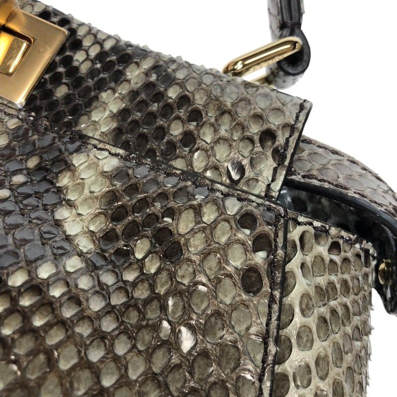 Fendi Peekaboo Mini Handbag in Gray Python with Gold Hardware