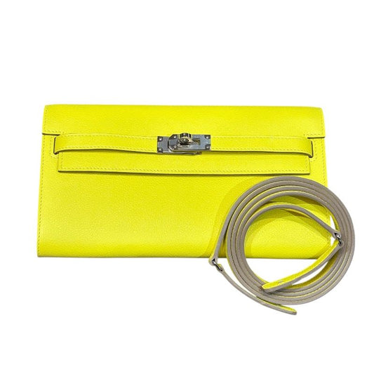 HERMES Kelly To Go B Stamp Lime Evercolor Shoulder Bag