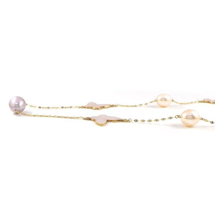 Elegant White Shell & Freshwater Pearl Butterfly Long Necklace