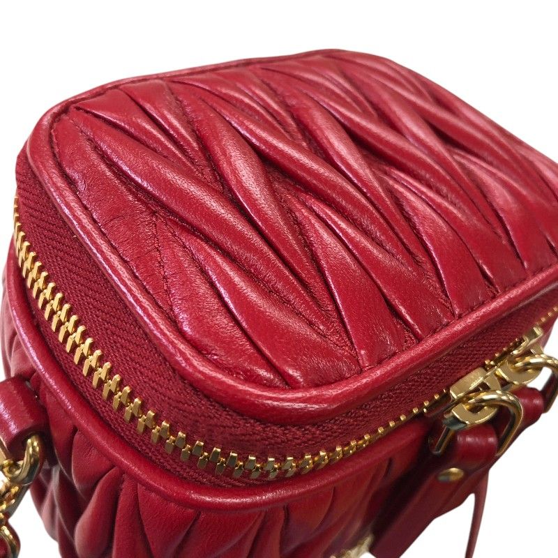 Miu Miu Matelassé Leather Micro Bag - Red with Gold Hardware