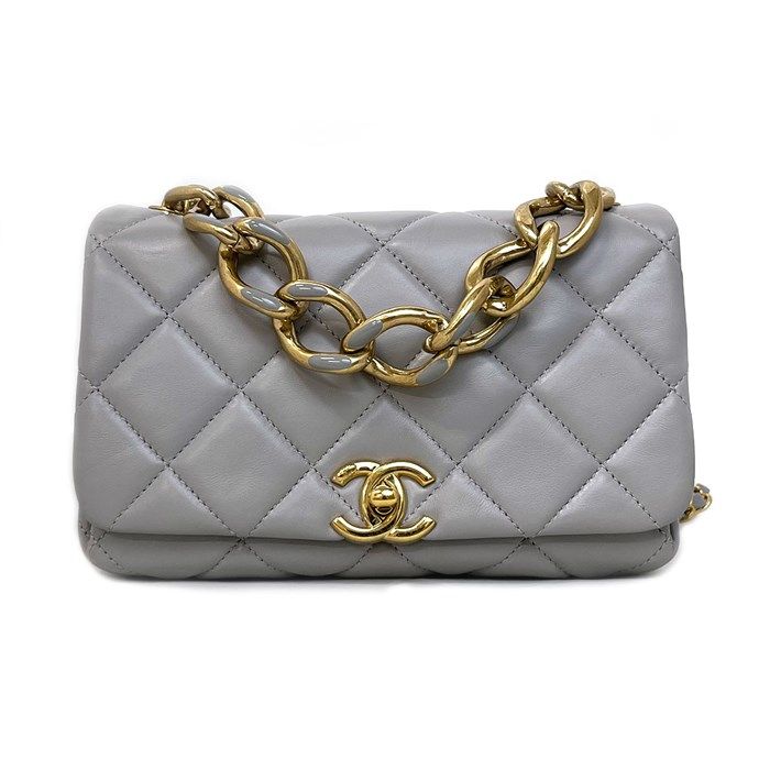 Chanel Métiers d'Art Mini Handle Chain Bag in Grey Lambskin