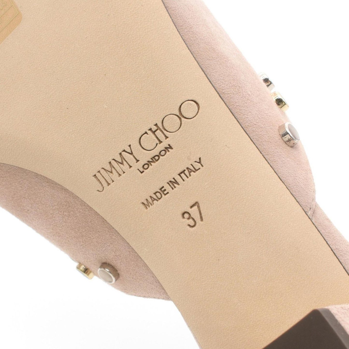 Jimmy Choo Pink Beige Suede Mules - Unworn Luxury Sandals