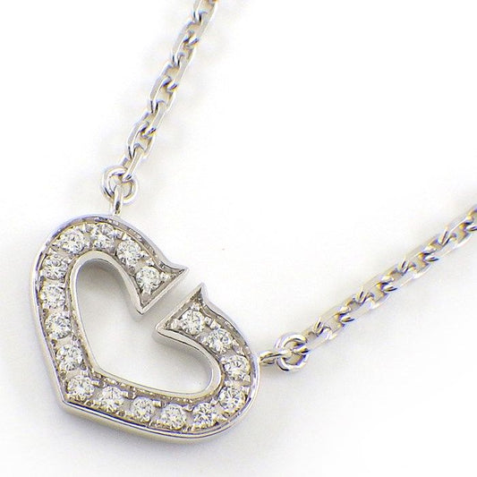 Cartier C Heart Pave Diamond Necklace in 18K White Gold
