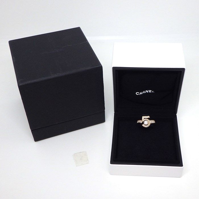 CHANEL Eternal No.5 Half Circle Diamond Ring in K18 Beige Gold