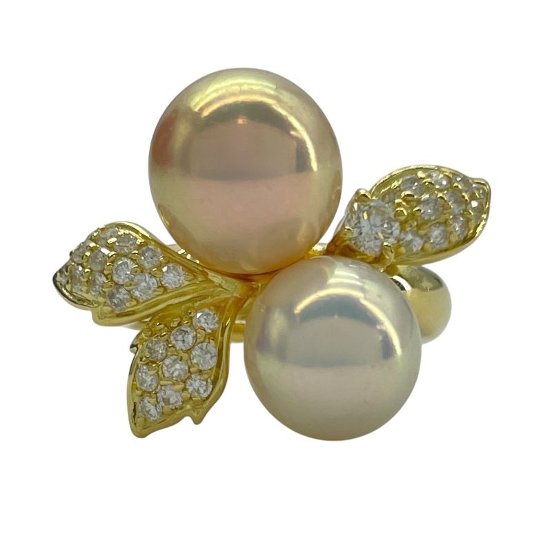 Exquisite K18YG Pearl and Diamond Ring - Timeless Elegance