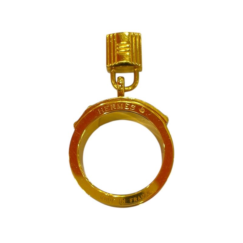 HERMES Kelly Scarf Ring in Brown/Gold - Exquisite Luxury Accessory