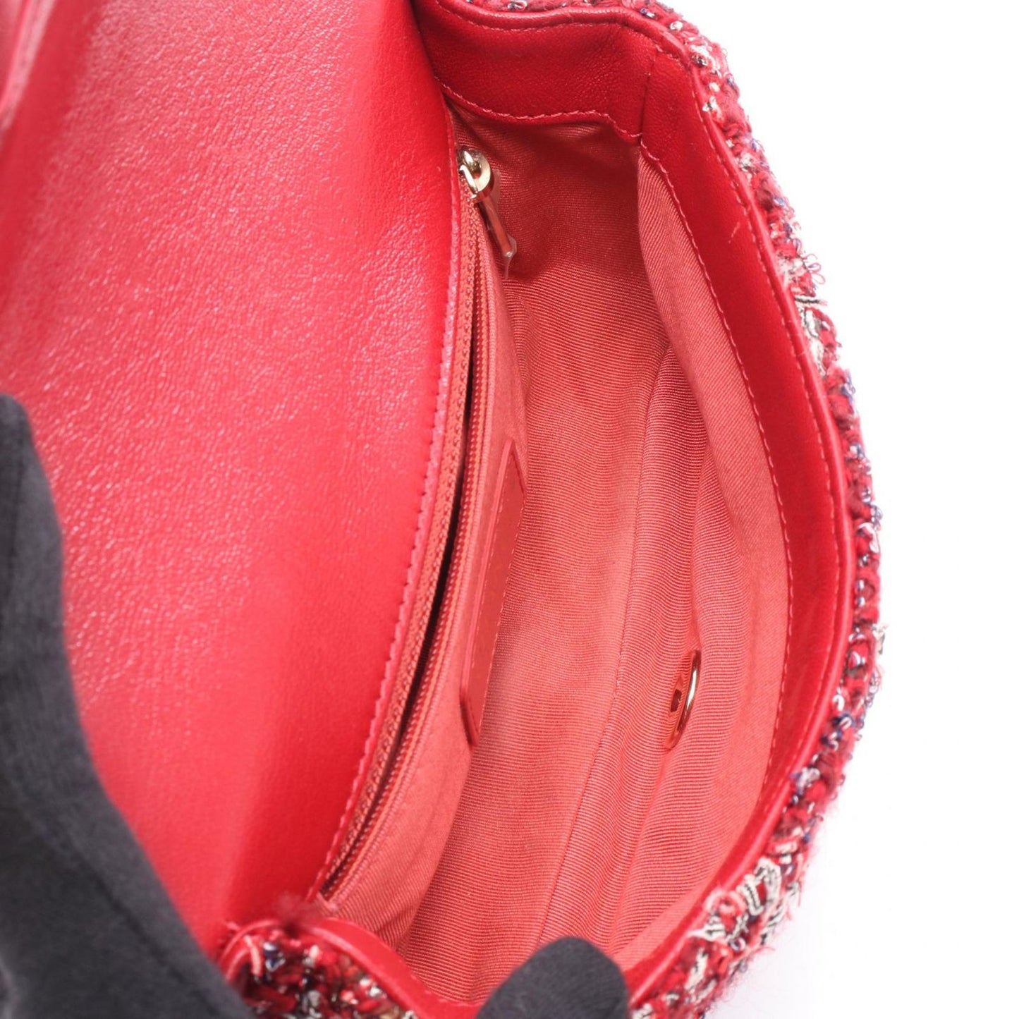 CHANEL Matelassé Mini Shoulder Bag in Red Leather & Fabric