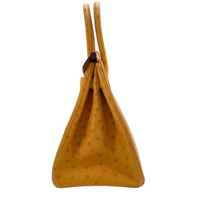 HERMES Birkin 30 Y Stamp Saffron Ostrich Handbag with Silver Hardware