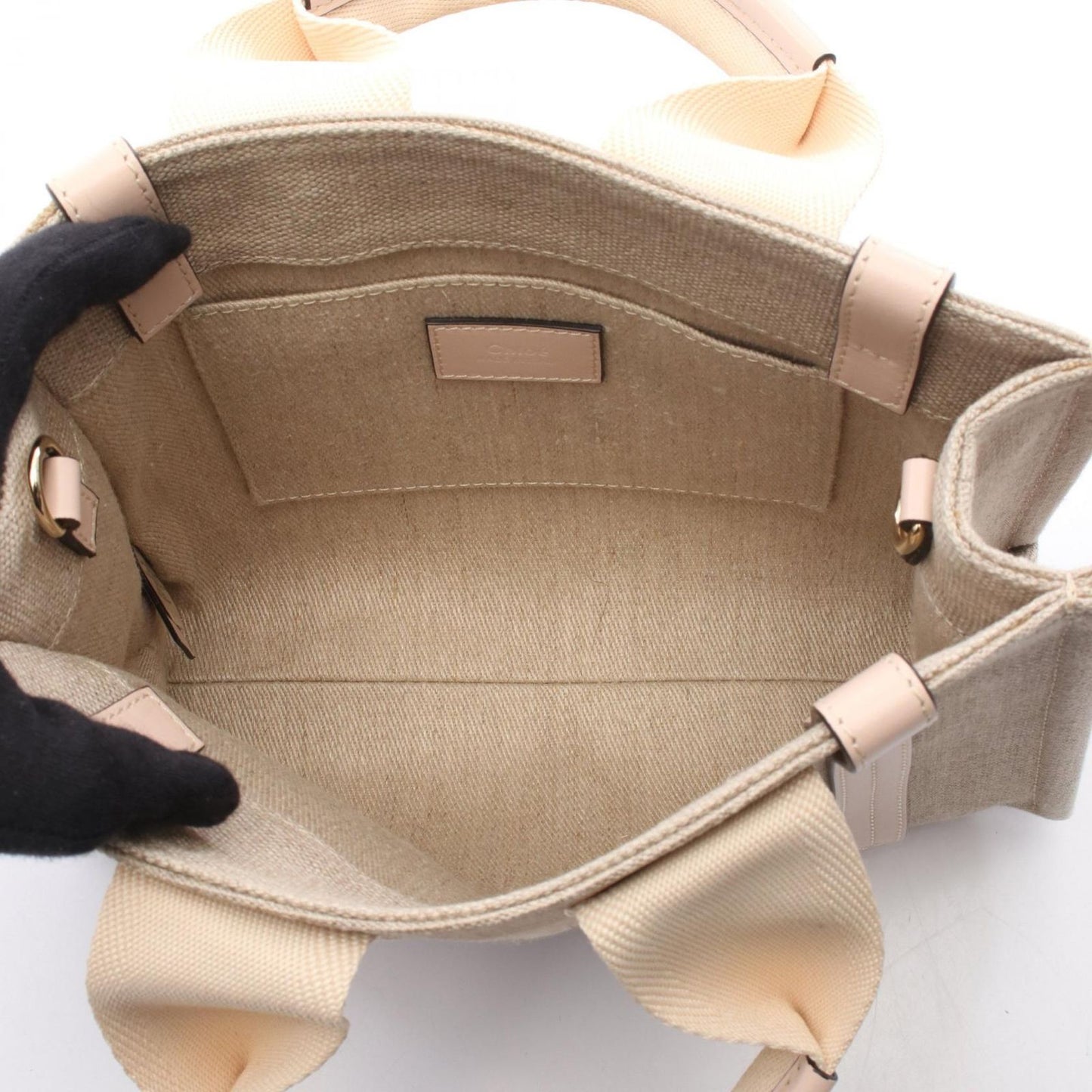 Chloe Woody Small Tote Bag in Beige Canvas & Leather