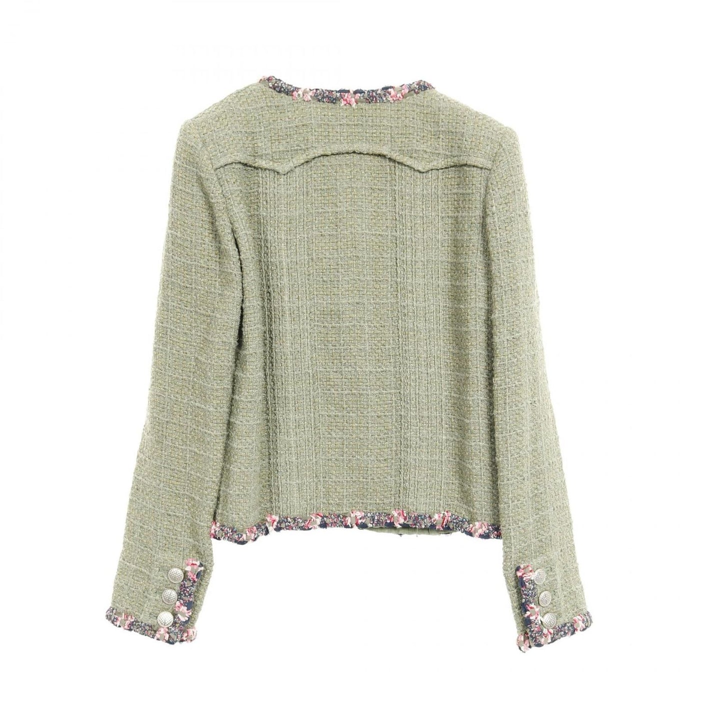 CHANEL No-Collar Jacket in Luxurious Wool Fabric - Size 34