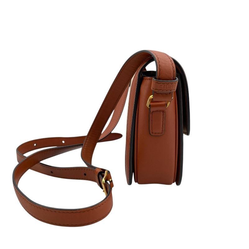 CELINE Teen Triomphe Shoulder Bag in Natural Tan Calf & Canvas