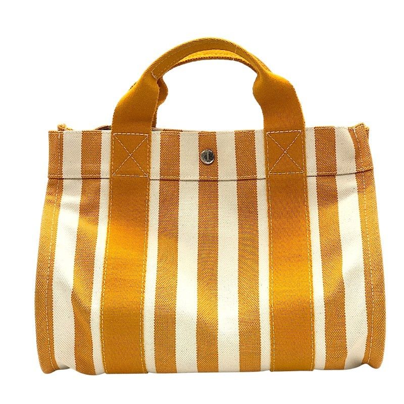 HERMES Cannes PM Tote Bag in Orange & White - Exquisite Cotton Craftsmanship