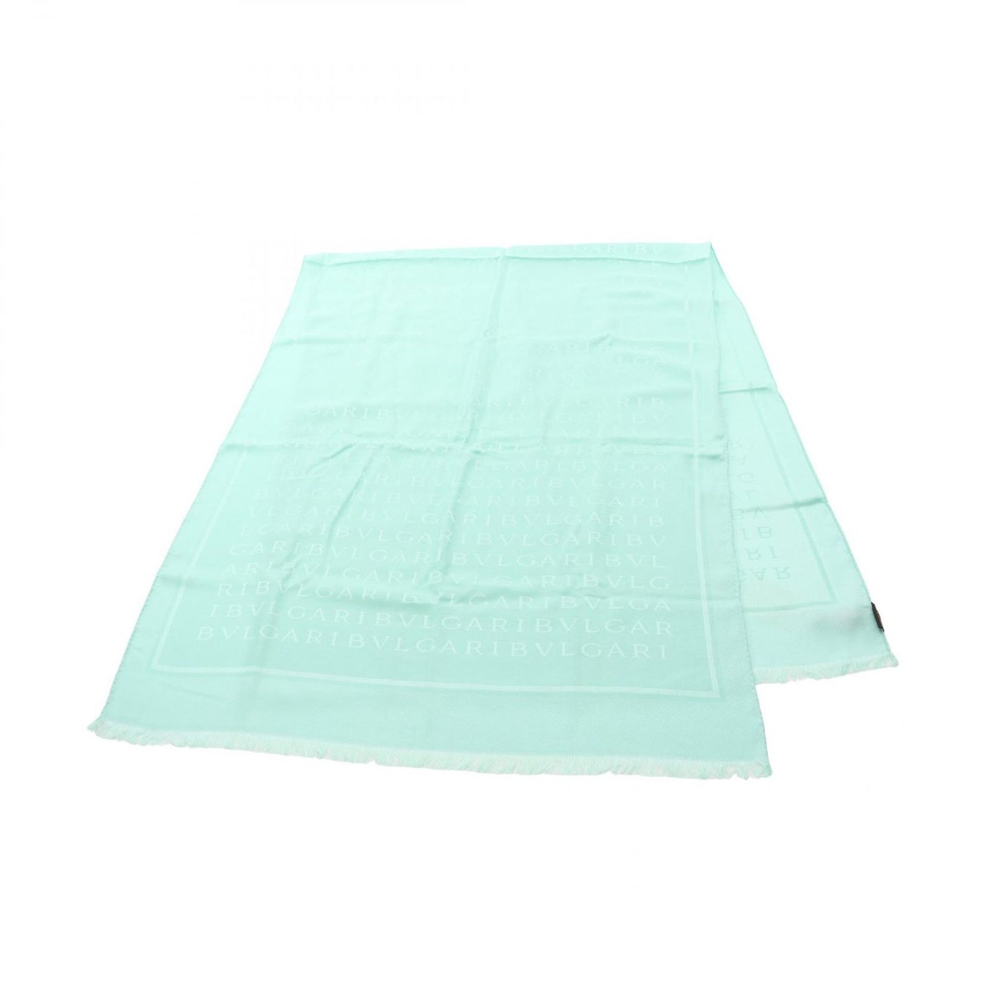 BVLGARI Logo Mania Green Silk Wool Stole - Unused Luxury Accessory