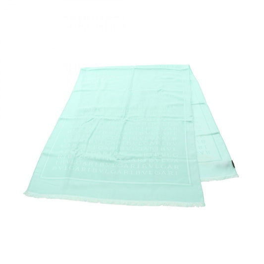 BVLGARI Logo Mania Green Silk Wool Stole - Unused Luxury Accessory