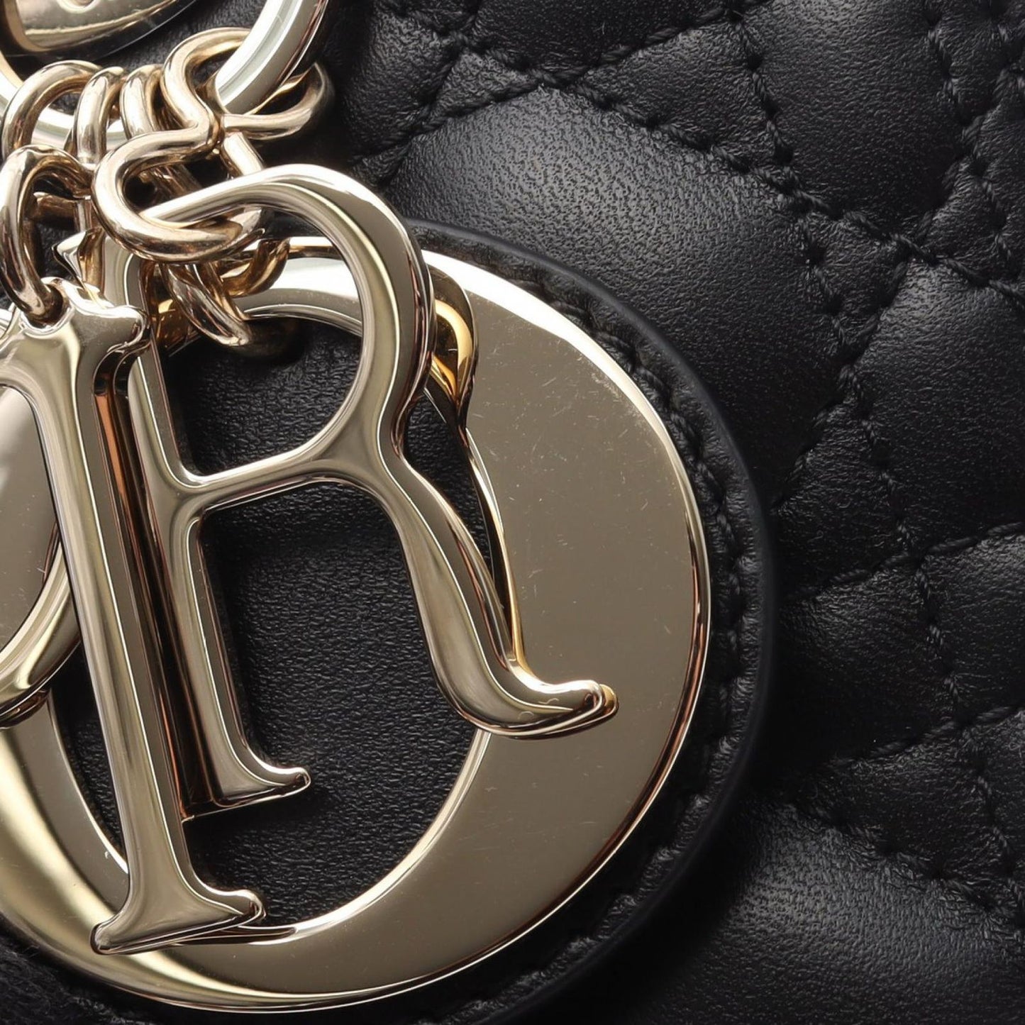 Dior Lady Dior Medium Handbag in Black Leather - Unused Luxury