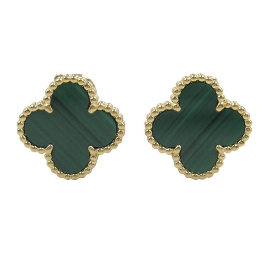Van Cleef & Arpels Vintage Alhambra Malachite Earrings in Yellow Gold