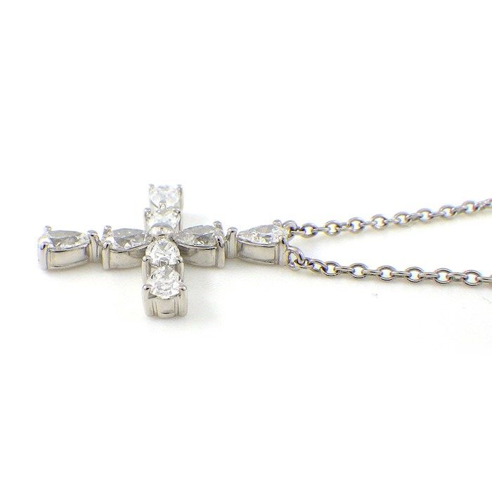 HARRY WINSTON Symbols Mini Cross Necklace with Pear Shape Diamonds