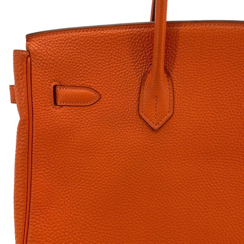 HERMES Birkin 35 Orange Togo Handbag with Silver Hardware