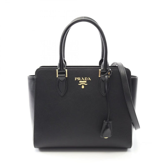 PRADA Saffiano Soft Calf Leather 2-Way Tote Bag - Black
