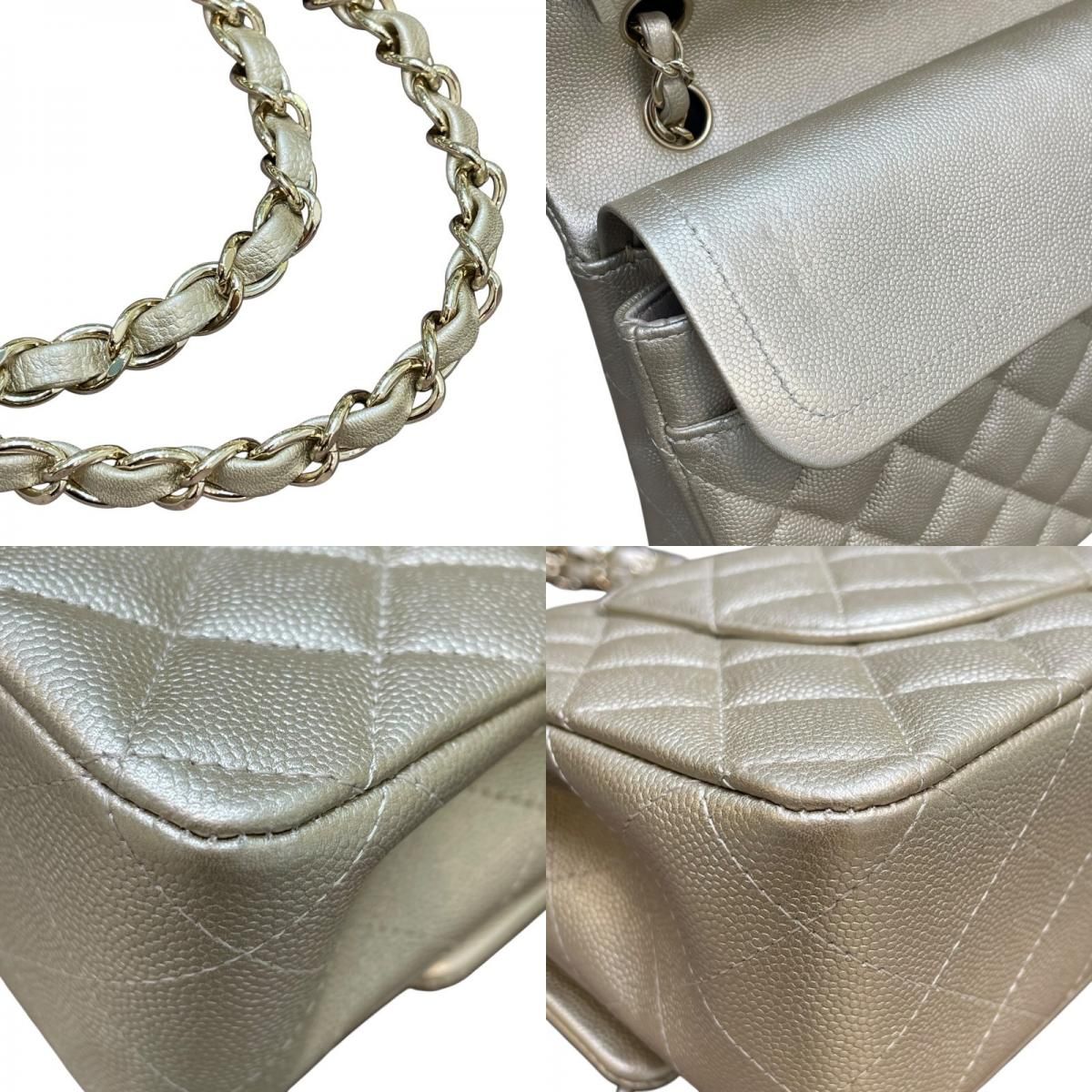 CHANEL Matelassé 25 Shoulder Bag in Gold Caviar Skin