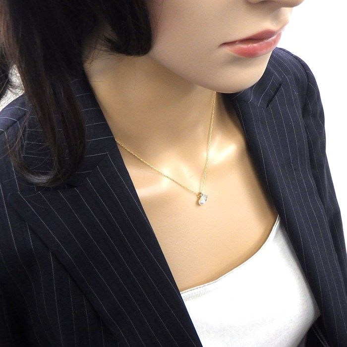 MIKIMOTO Leaf Motif Necklace with Pearl & Diamond in K18 Gold