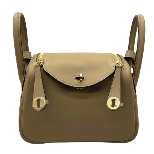 HERMES Mini Lindy Verso Beige Marfa & Grimiste Gold Hardware