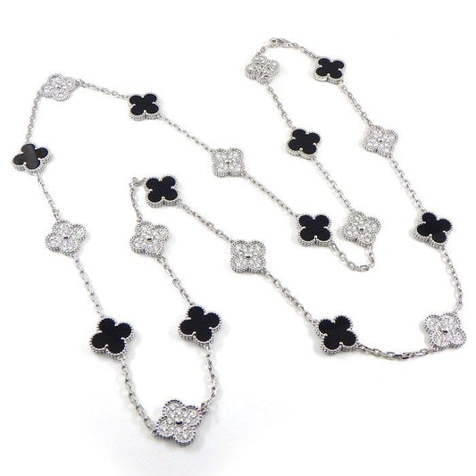 Van Cleef & Arpels Vintage Alhambra Long Necklace with Onyx & Diamonds