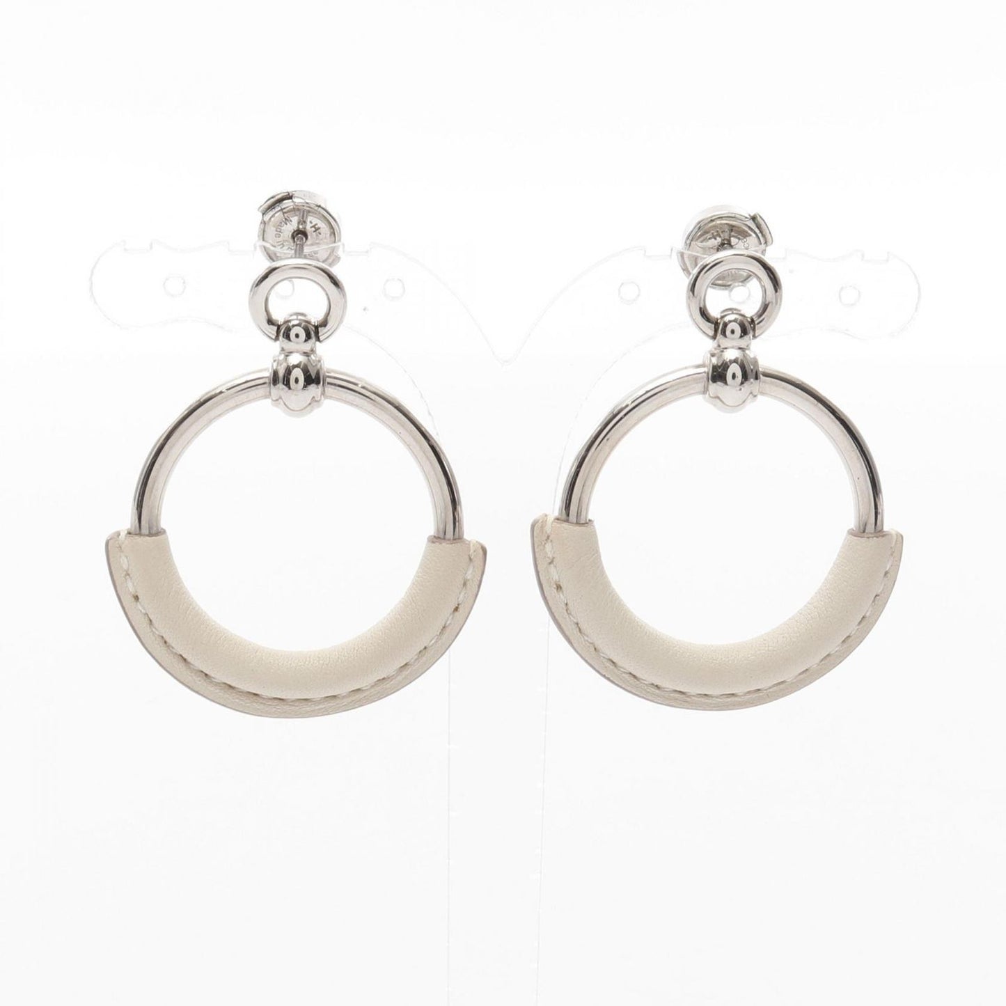 HERMES Grand Loop Earrings in Gold-Plated Leather - Timeless Elegance