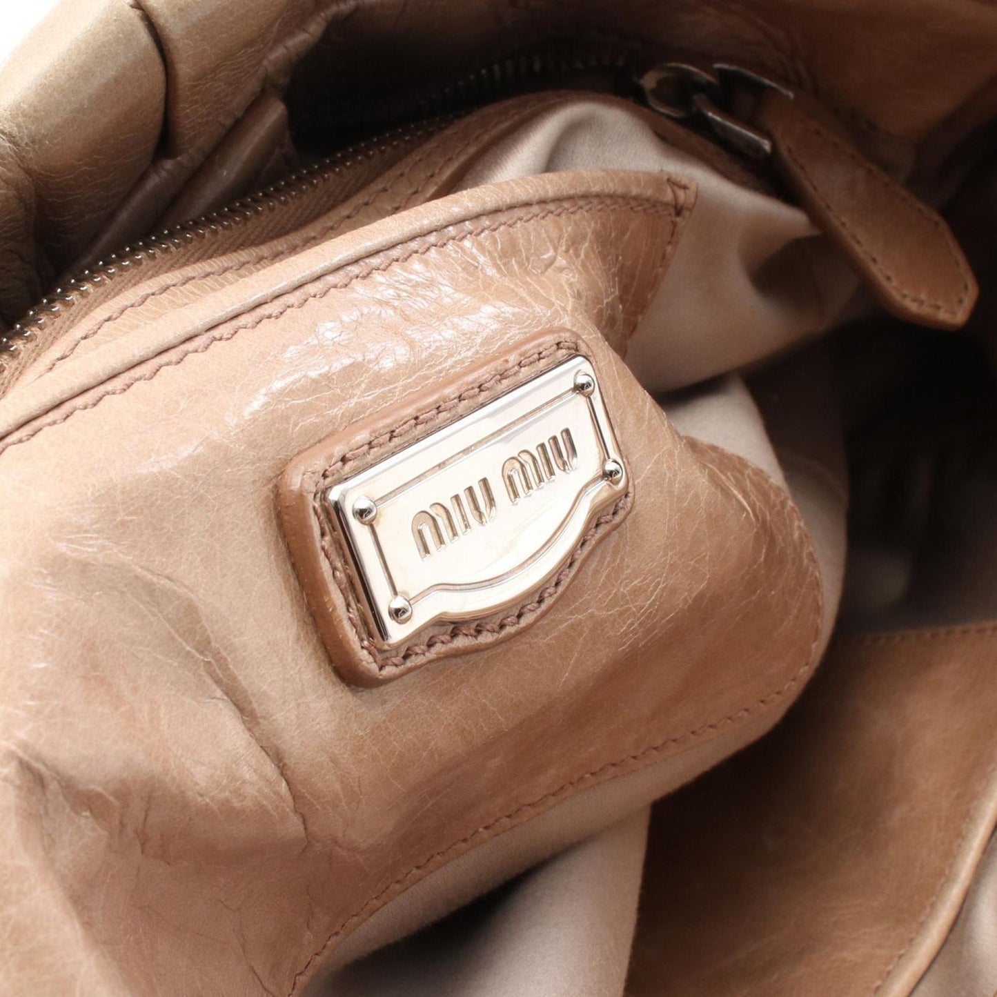 Miu Miu Vitello Lux Beige Leather 2-Way Shoulder Bag