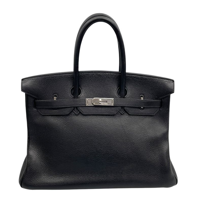 HERMES Birkin 35 Black Togo Leather Handbag with Silver Hardware
