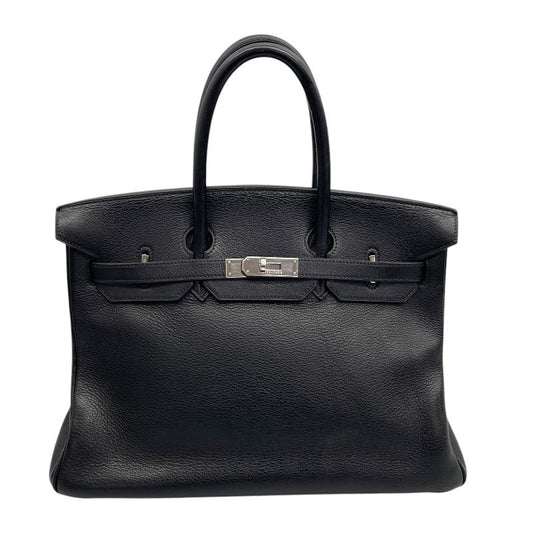 HERMES Birkin 35 Black Togo Leather Handbag with Silver Hardware
