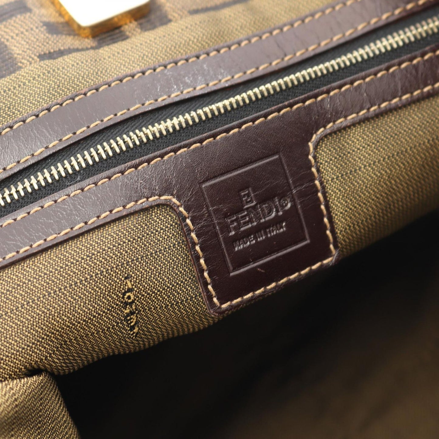 FENDI Zucca Canvas & Leather Tote Bag - Black/Khaki