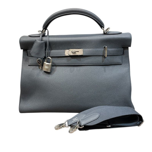 HERMES Kelly 42 Maxi in Grimiste with Silver Hardware - Unused Display Piece