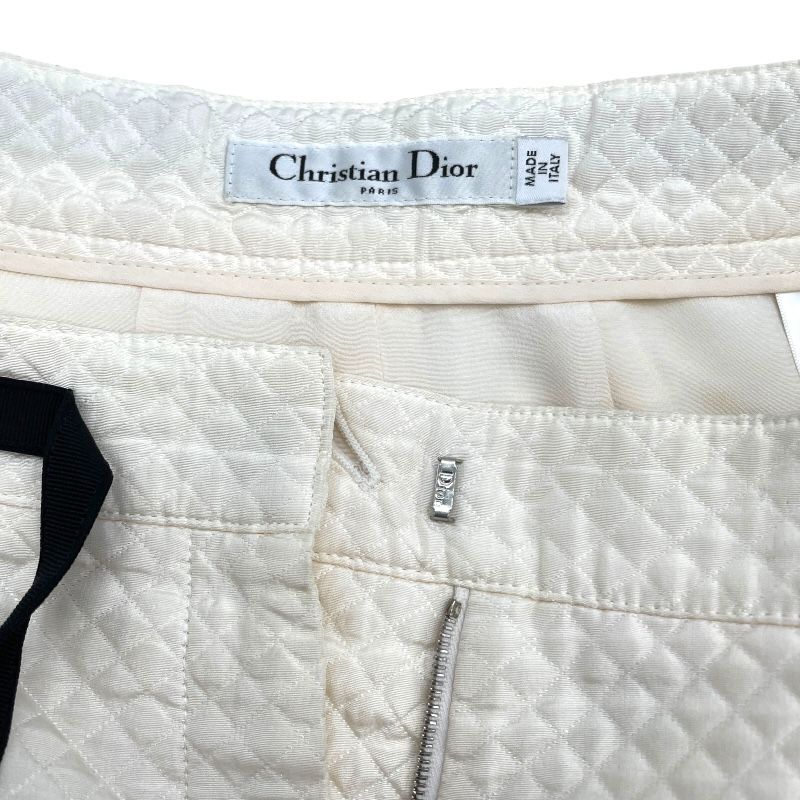 Christian Dior Quilted Silk Shorts in Cream - Size 36