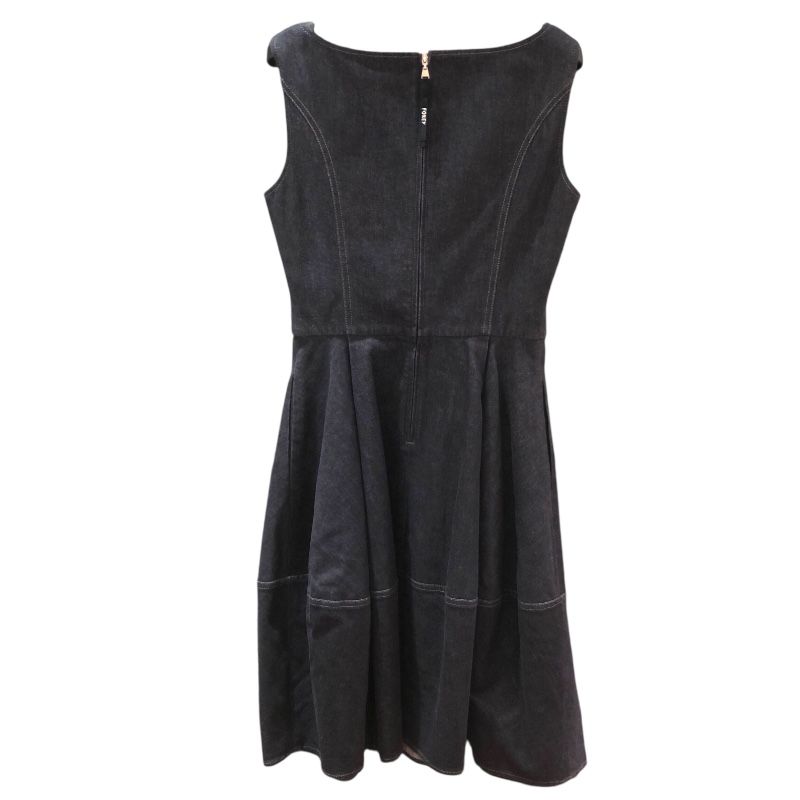 FOXEY NEW YORK Navy Denim Sleeveless Dress - Timeless Elegance