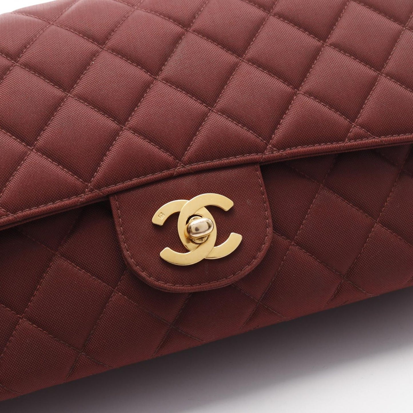 CHANEL Matelassé Single Flap Shoulder Bag in Bordeaux Nylon