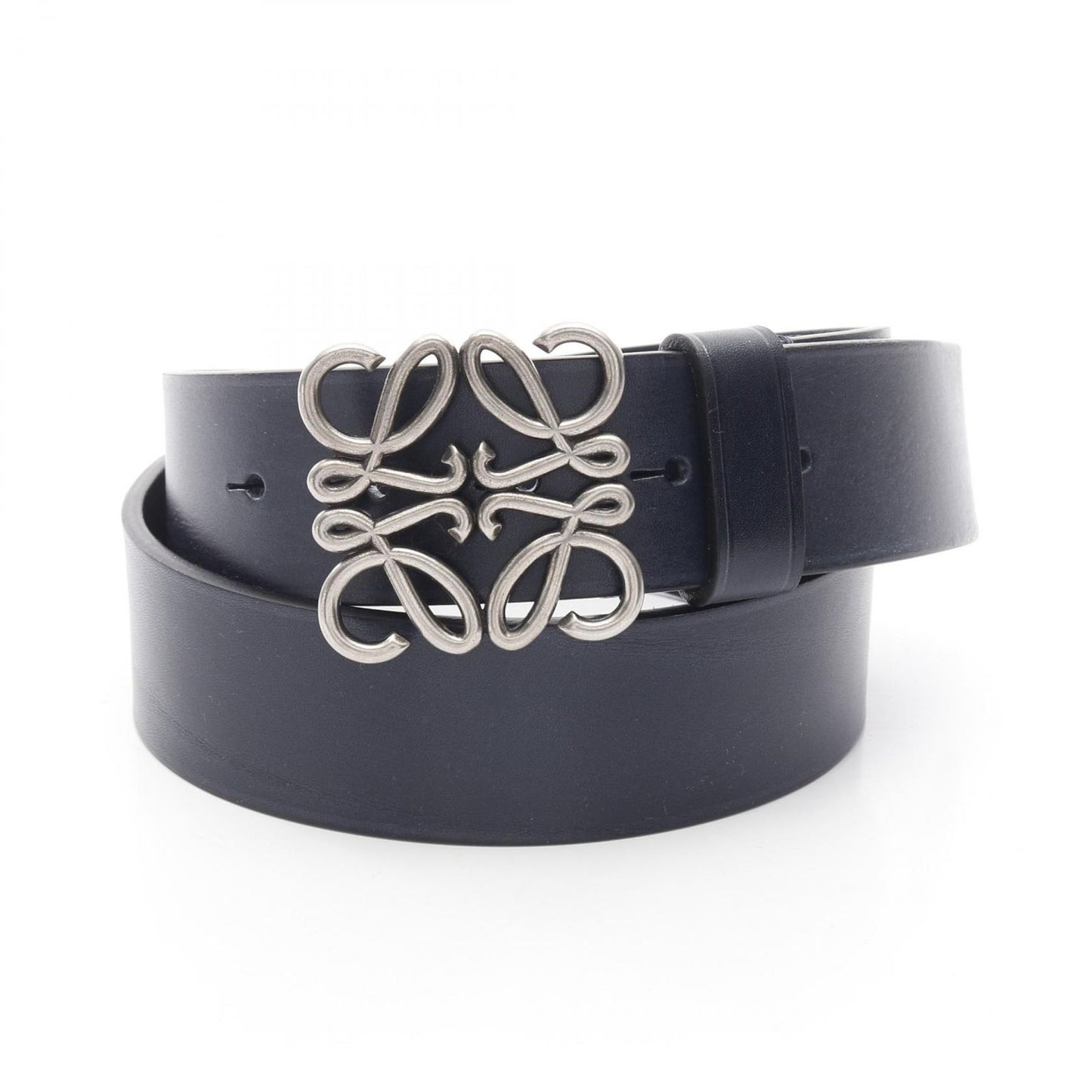LOEWE Chunky Anagram Belt in Deep Navy Leather - New